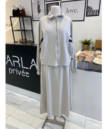 NUSS ŞERİT DETAYLI ETEKLİ TAKIM