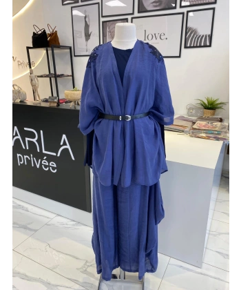 MİARUJ İNDİGO KİMONO ŞALVAR PANTALON TAKIM
