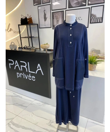 NURCAN ÇETİN ÇİZGİ DETAYLI TAKIM