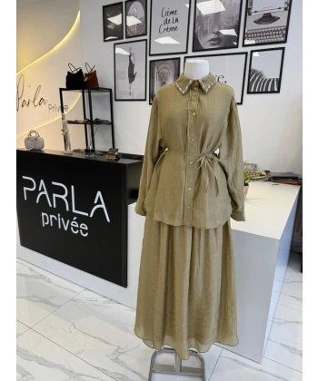 PARLA ŞİFON ETEKLİ TAKIM