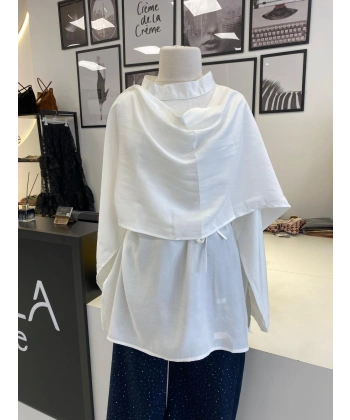 PARLA ŞAL DETAYLI EKRU GÖMLEK