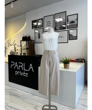 Sentez Salvador Arkası Lastikli Mom Pantalon