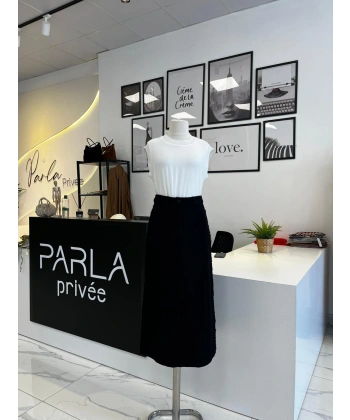 Sentez Yanları Püsküllü Kanvas Etek