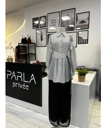 NURE Adelina Simli Çizgili Aks.Gömlek