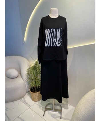 ahi leopar desenli etek takım