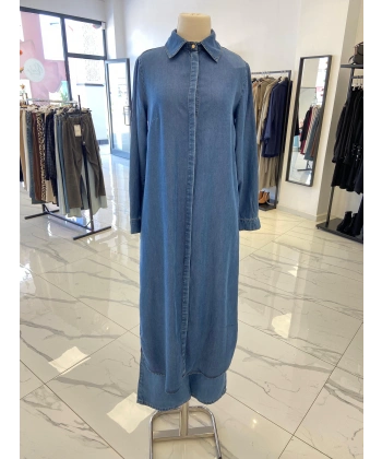 ALLDAY GİZLİ PATLI UZUN KOT GÖMLEK