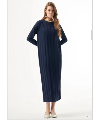 ÇİZGİ DOKULU NUSS ELBİSE