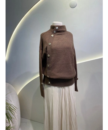 düğmeli angora kazak