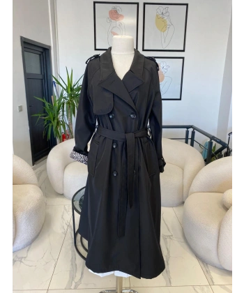 DULE BÜYÜK BEDEN LEOPAR ASTARLI TRENÇ