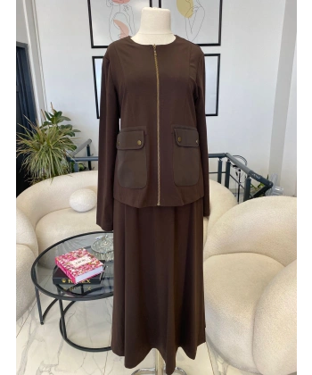 NURCAN ÇETİN CEKET TAKIM KAHVERENGİ