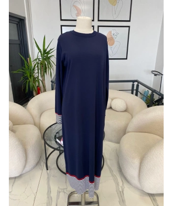 NURCAN ÇETİN KOLLARI ÇİZGİLİ ELBİSE