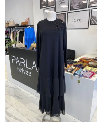 NURCAN ÇETİN ŞİFON DETAYLI ELBİSE