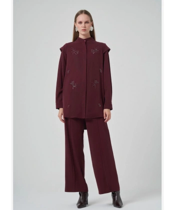 NUSS ÇİÇEK TAŞLI İKİLİ TAKIM