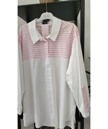 NUSS ÇİZGİLİ GÖMLEK pembe