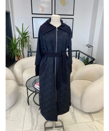 NUSS JAKARLI UZUN PARDESÜ LACİVERT