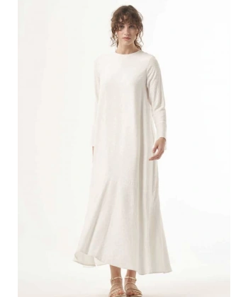 NUSS SATEN ELBİSE EKRU