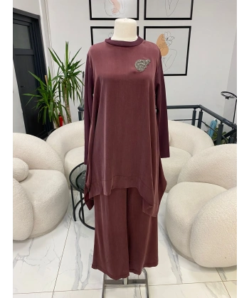 NUSS TRİKO KOL DETAYLI İKİLİ TAKIM