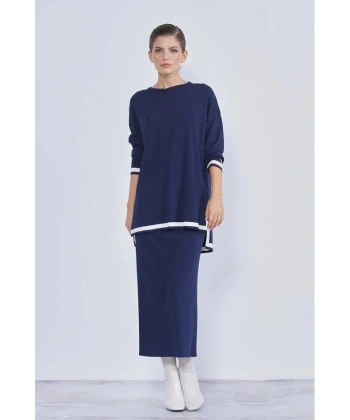 Nuss tunik kol çizgili dar etekli tkm