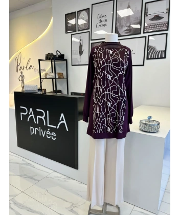 Orhan Store Desenli Bordo Tunik
