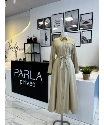 PEARLY Collection Nakışlı Poplin Elbise