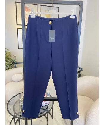 sentez düğmeli pantolon lacivert
