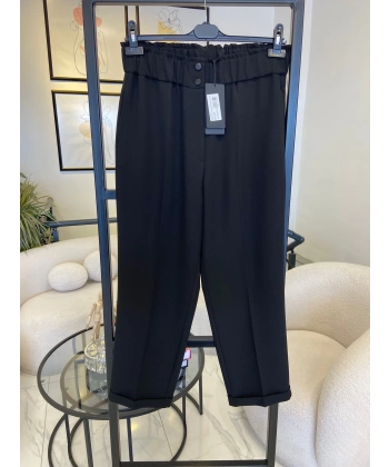 sentez havuç paça bambu pantolon siyah