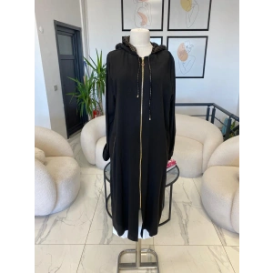 DULE BÜYÜK BEDEN SİYAH KAPŞONLU KAP