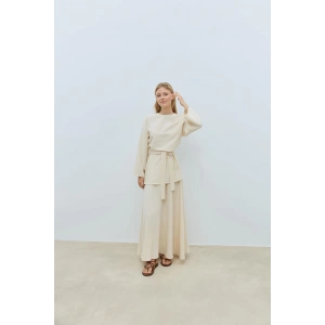 BOOD Kuşaklı Tencel Vanilya Bluz