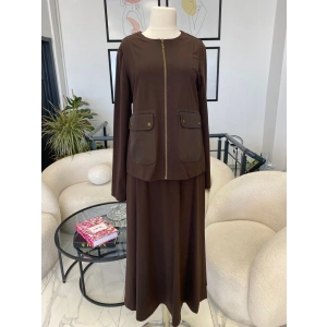 NURCAN ÇETİN CEKET TAKIM KAHVERENGİ