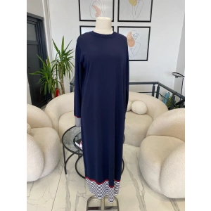 NURCAN ÇETİN KOLLARI ÇİZGİLİ ELBİSE