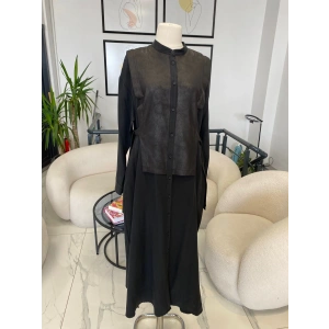 NURCAN ÇETİN SÜET DETAYLI ELBİSE