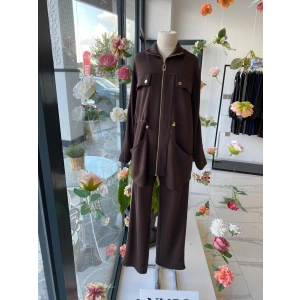 NUSS BELİ BÜZGÜLÜ SPOR TAKIM KAHVERENGİ