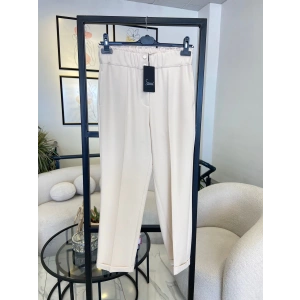 sentez beli lastikli taş rengi pantolon
