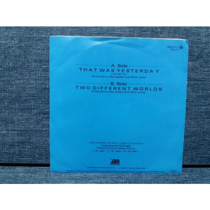 FOREIGNER THAT WAS YESTERDAY