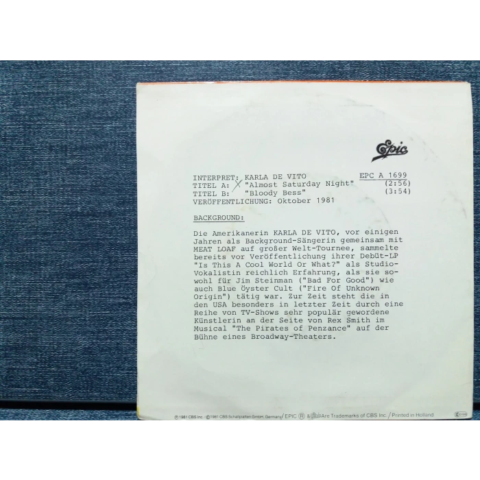 KARLA DE VITO ALMOST SATURDAY - BLOODY BESS