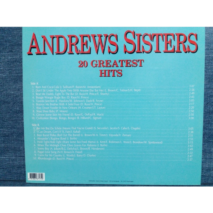 ADREWS SISTERS 20 GREATEST HITS MUSIC LP