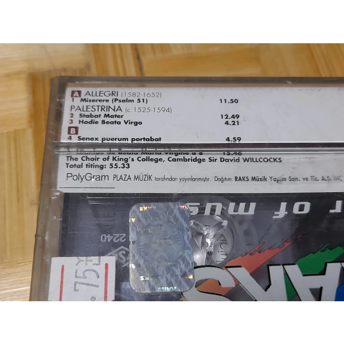 ALLEGRI PALESTRINA  MÜZİK KASET