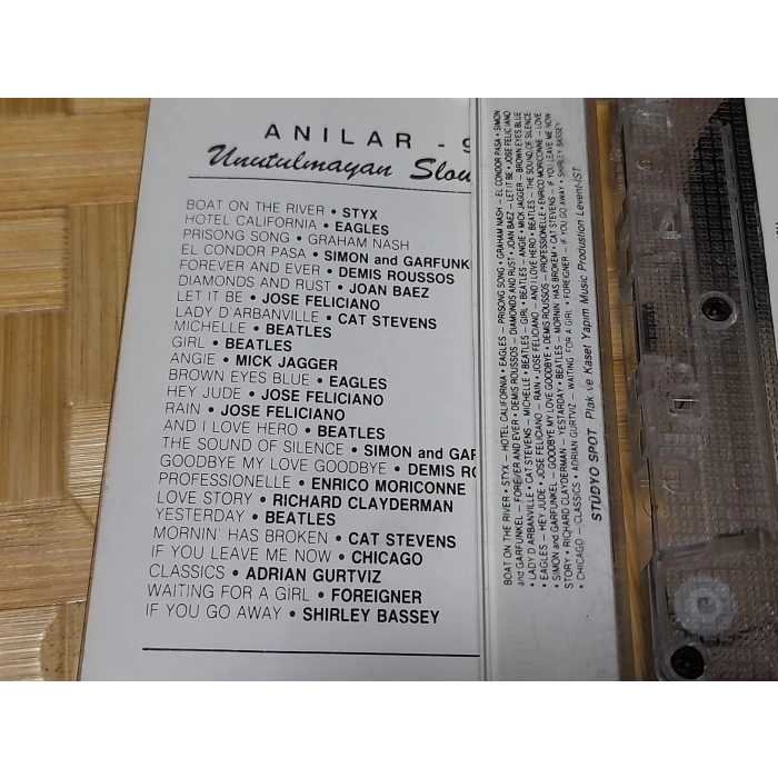 ANILAR 9 UNUTULMAYAN SLOW HITS MÜZİK KASET