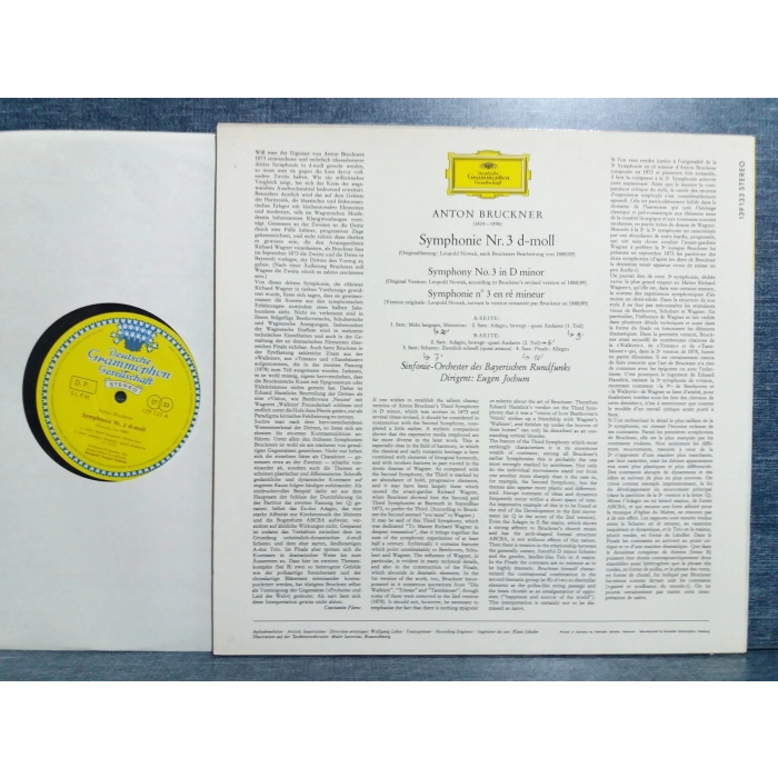 ANTON BRUCKNER SYMPHONY Nr.3 EUGEN JOCHUM LP