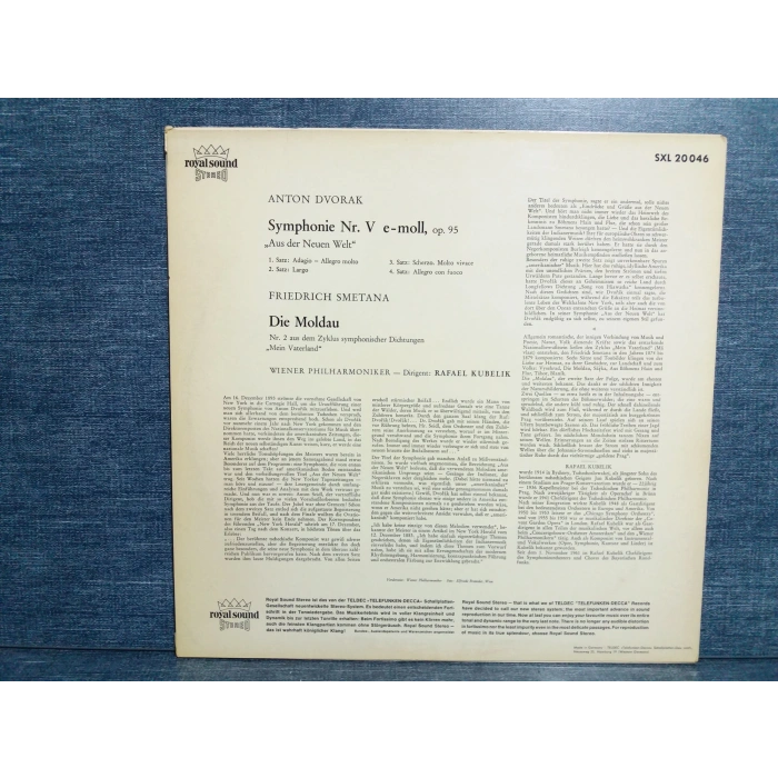 ANTON DVORAK SYMPHONIE Nr.5 SMETANA MOLDAU  LP