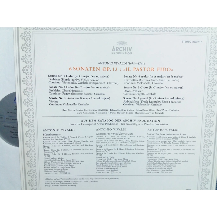 ANTONIO VIVALDI 6 SONATEN OP.13  MUSIC LP