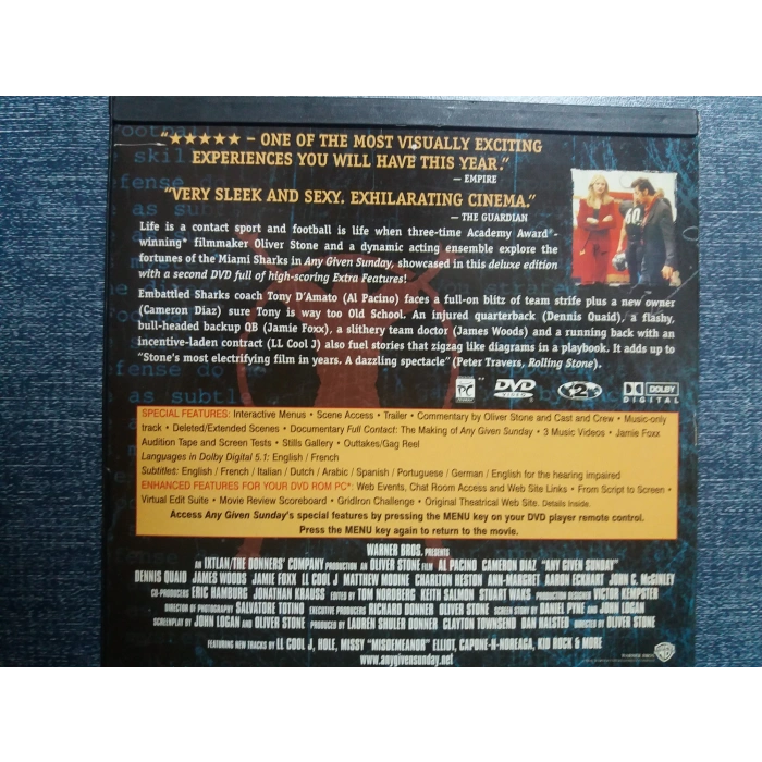 ANY GIVEN SUNDAY DVD FİLM (Snapcase-İNGİLİZCE) 2 DISK