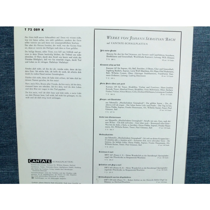 BACH KANTATE BAROQUE MUSIC LP