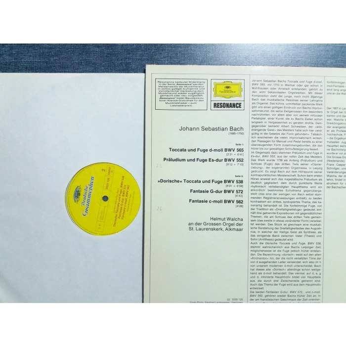 BACH TOCATTA PRALUDIUM FANTASIE HELMUT WALCHA LP