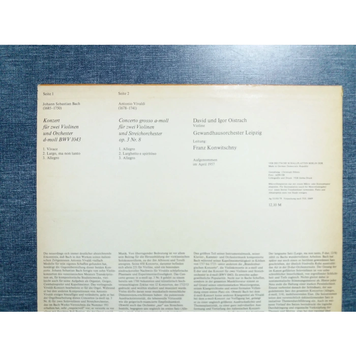 BACH VIVALDI VIOLIN DAVID IGOR OISTRACH