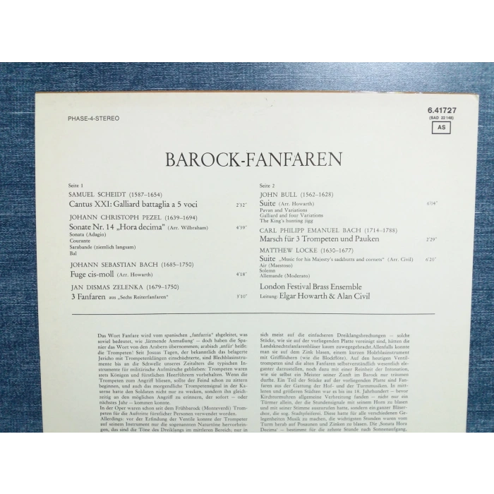 BAROCK FANFAREN SCHEIDT BACH ZELENKA JOHN BULL