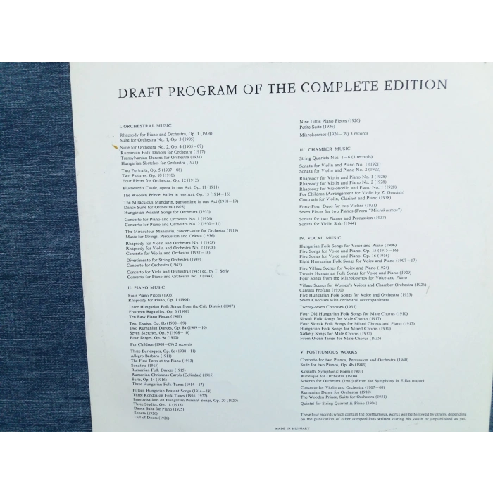 BARTOK BELA DIVERTIMENTO MUSIC LP
