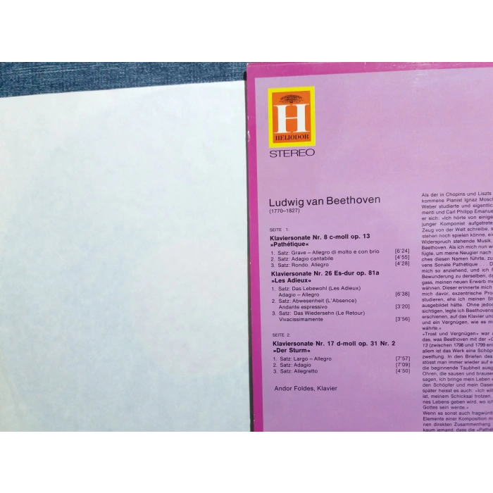 BEETHOVEN PIANO PATHETIQUE LES ADIEUX DER STURM ANDOL FOLDES