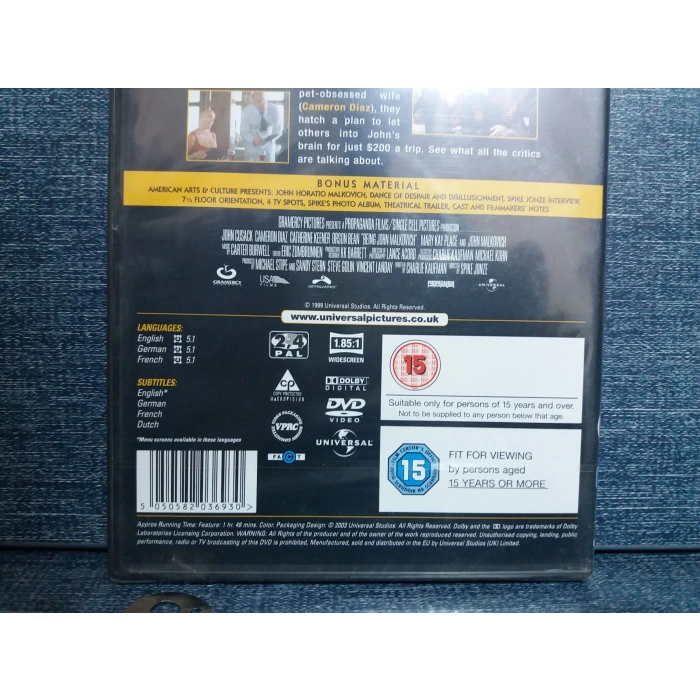 BEING JOHN MALKOVICH DVD FİLM (İNGİLİZCE-SIFIR)