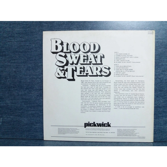 BLOOD SWEAT TEARS MUSIC LP (İNGİLİZ KOPYA)